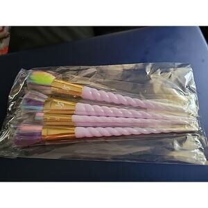 5 Piece Unicorn Rainbow Twisted Handle Makeup Brush Lot SET New